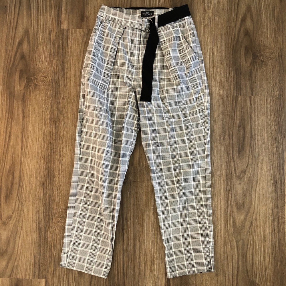 Plaid High-Waisted Pants